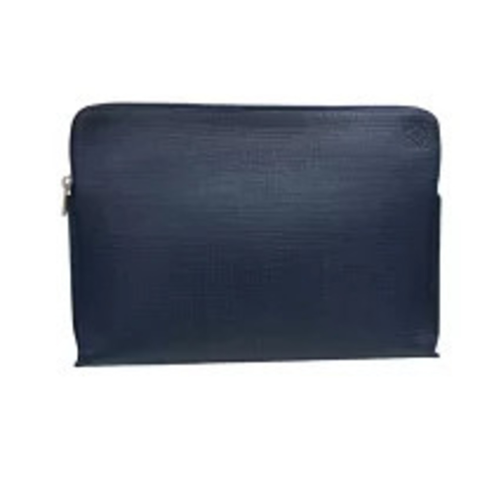 Loewe Anagram Clutch Bag Navy Blue Leather